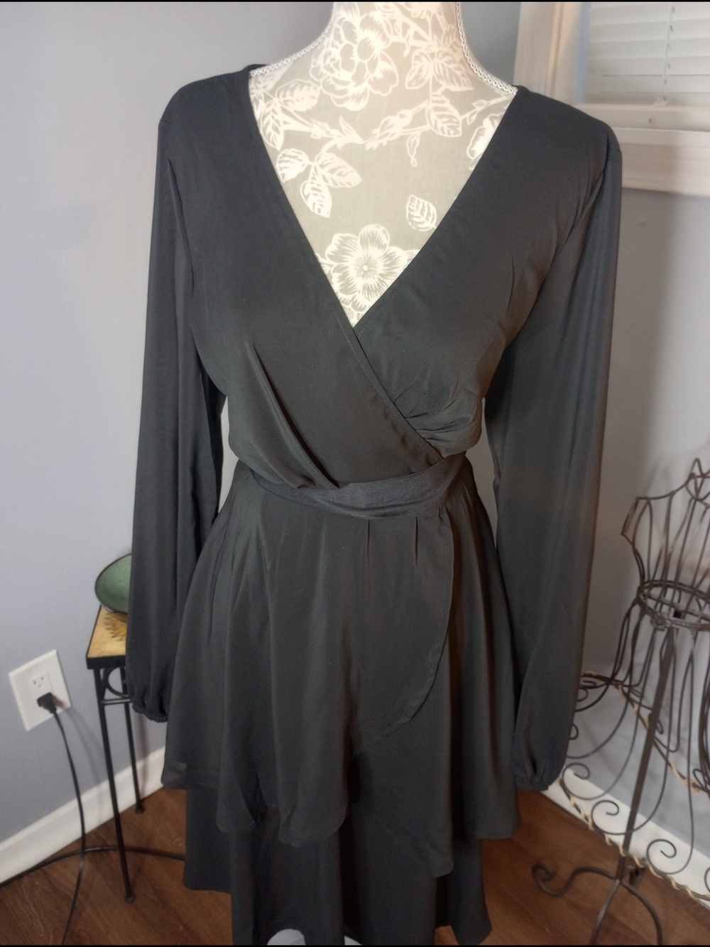 2 For $10 Women's Black Long Sleeve Wrap Dress - Classic Elegant Style‎ Khol's